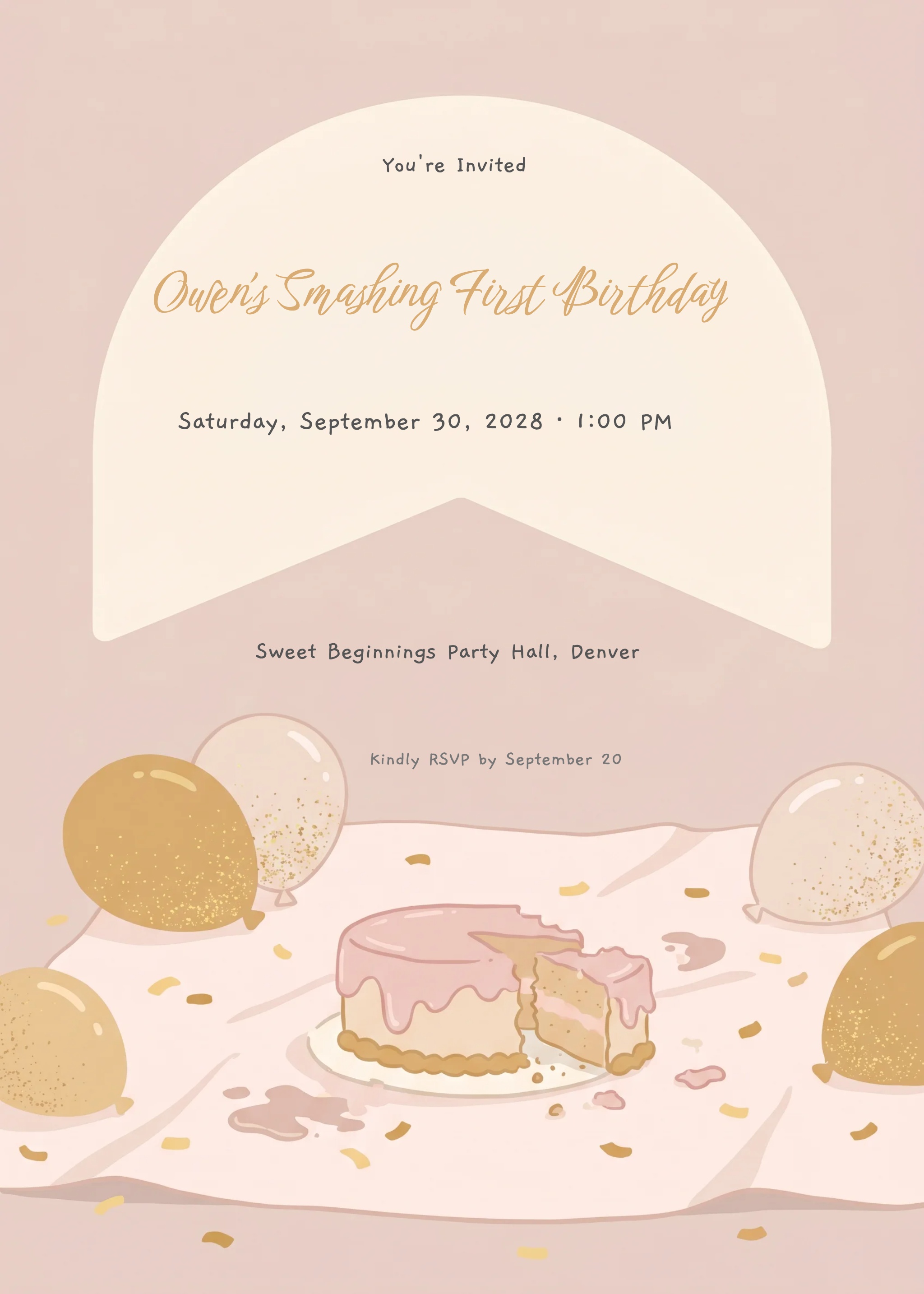 Cake Smash 1st Birthday Invitation