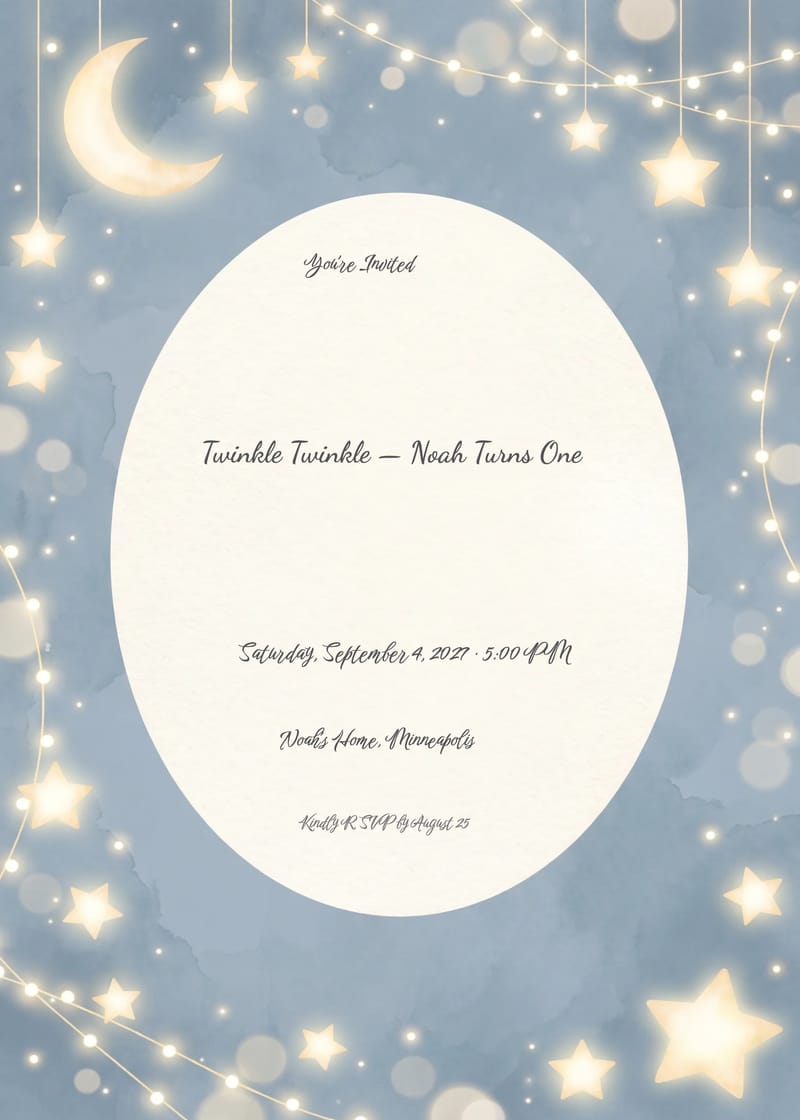 Starry Night First Birthday Invitation invitation