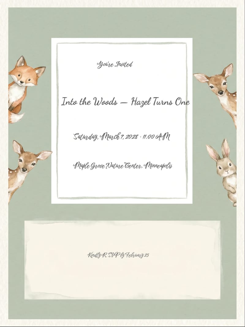 Woodland Animals 1st Birthday Invitation invitation