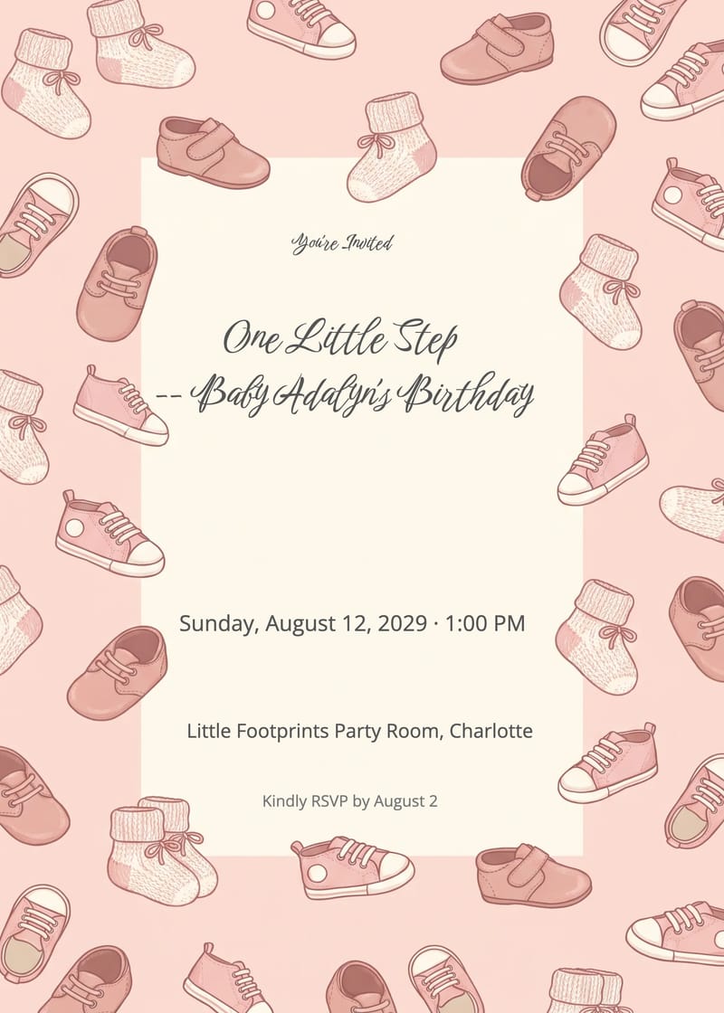 Baby Shoes 1st Birthday Invitation invitation