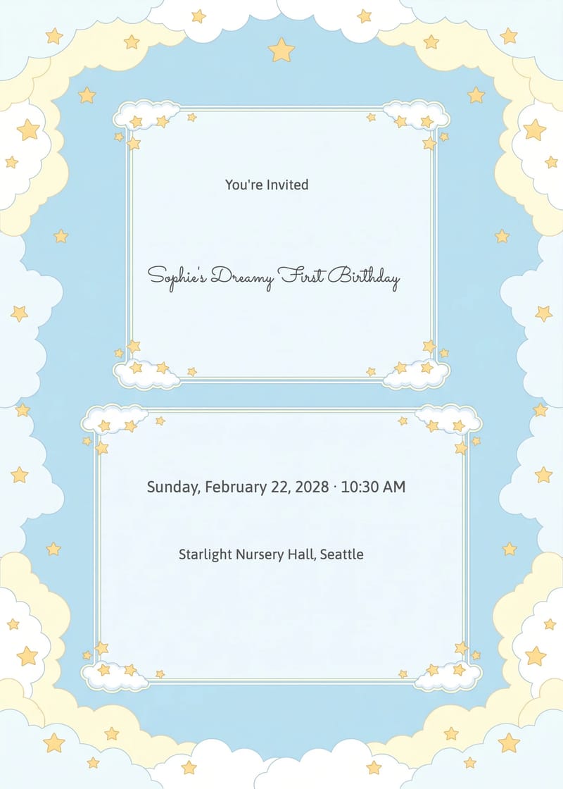 Dreamy Clouds 1st Birthday Invitation invitation