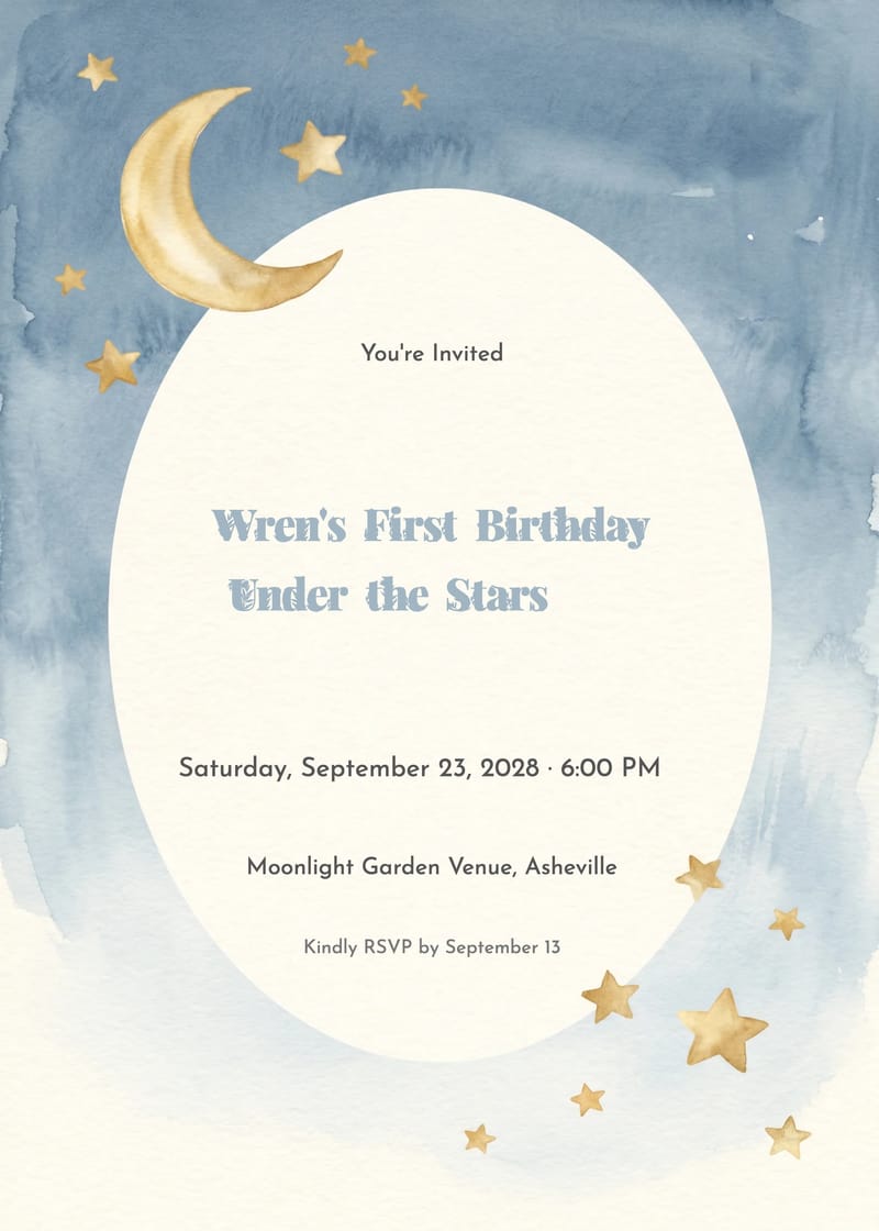 Starry Night 1st Birthday Invitation invitation
