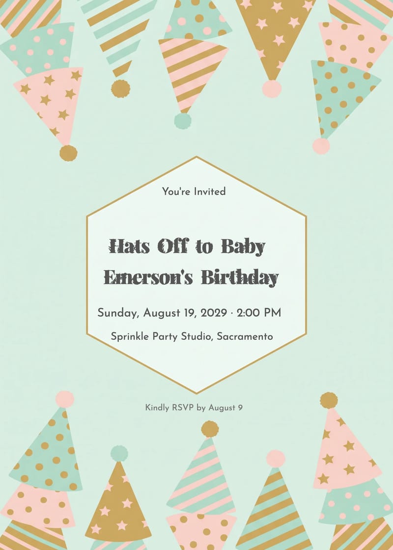 Party Hats 1st Birthday Invitation invitation