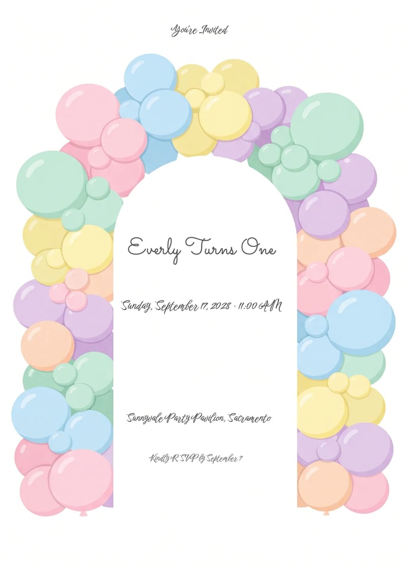 Balloon Arch 1st Birthday Invitation invitation