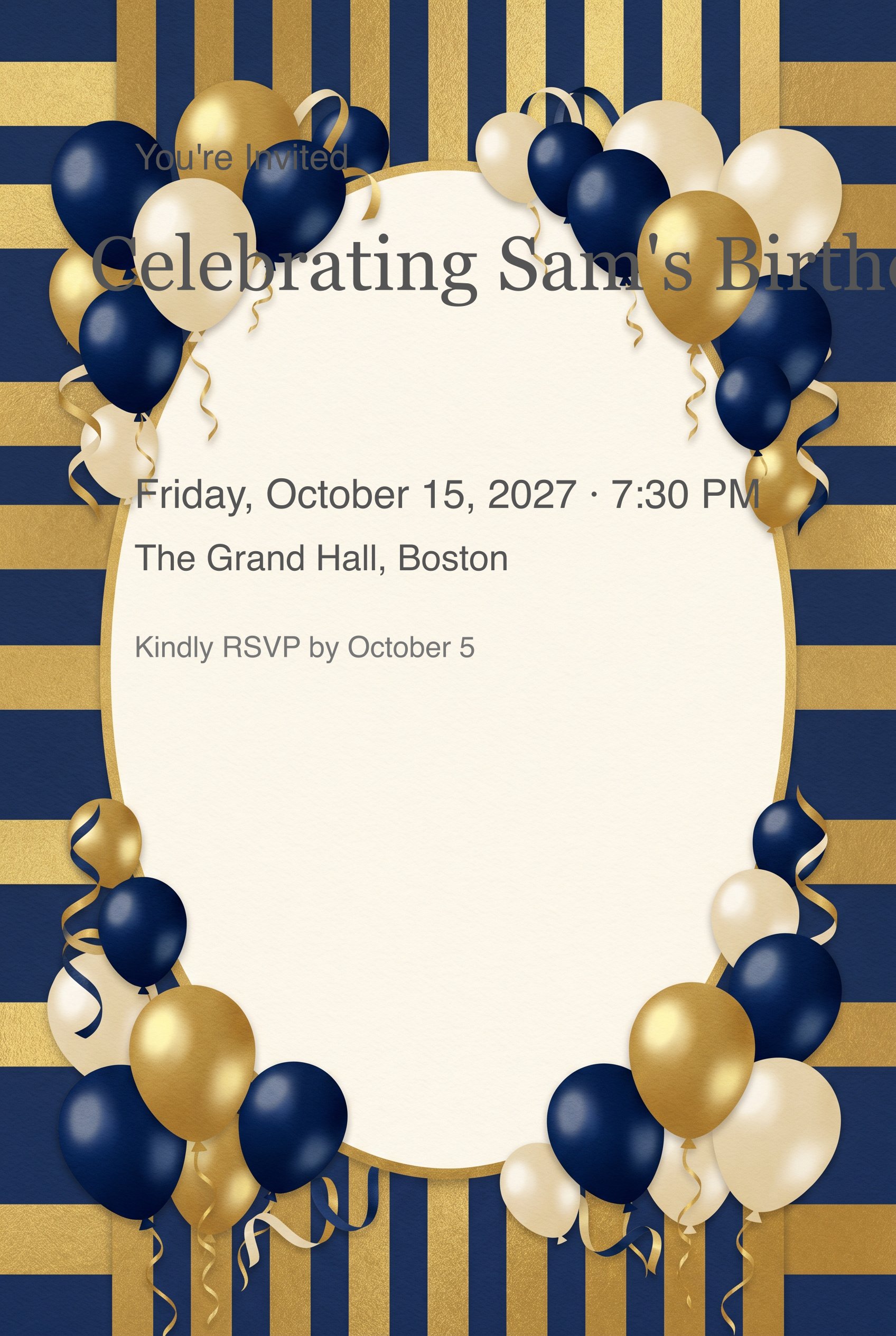 Classic Stripe Birthday Invitation