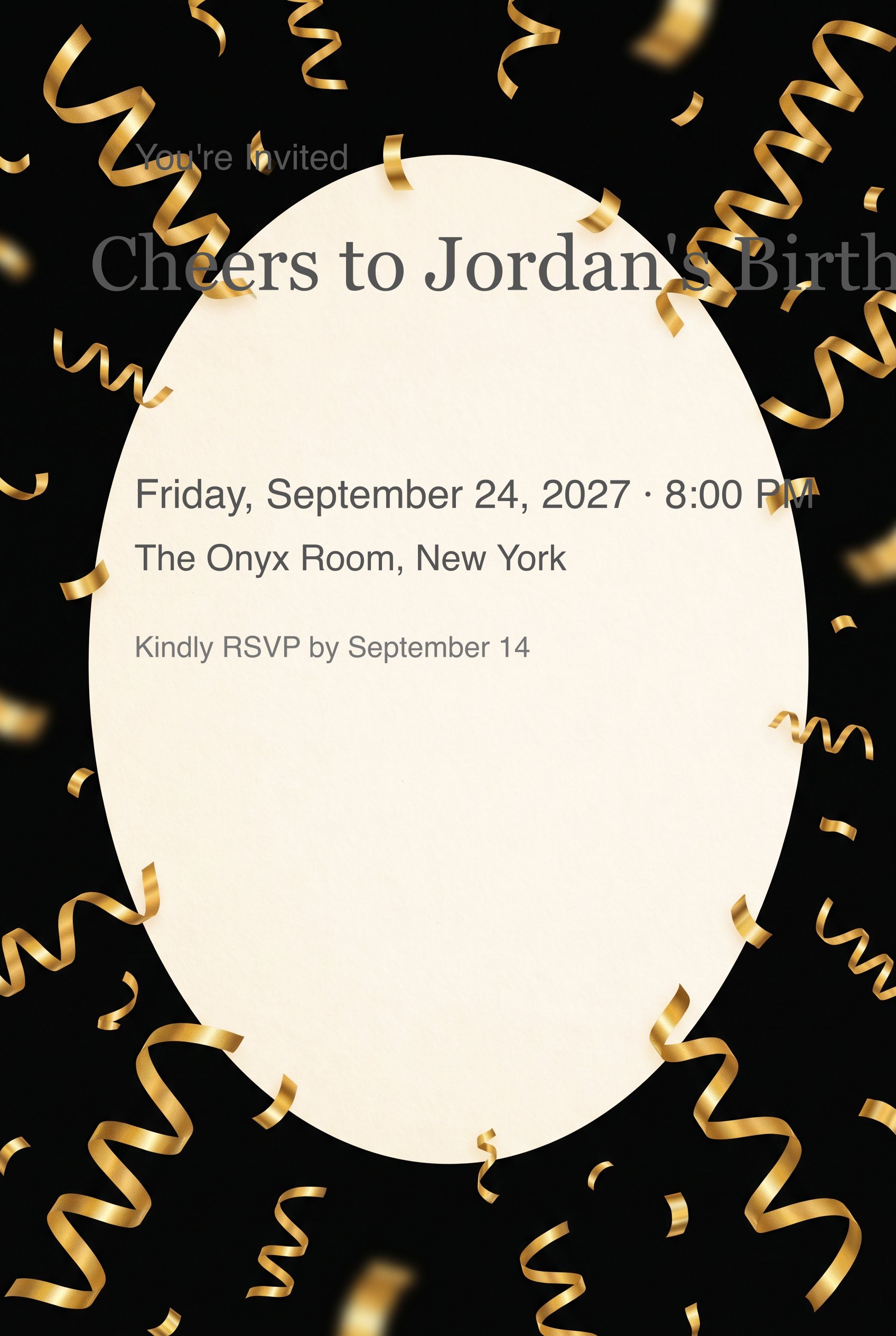 Gold Confetti Birthday Invitation 