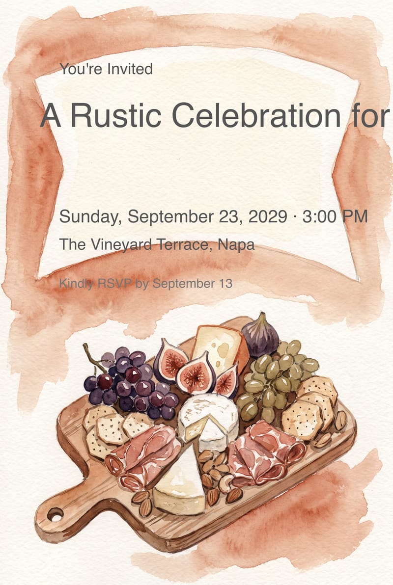 Cheese Board Adult Birthday Invitation invitation