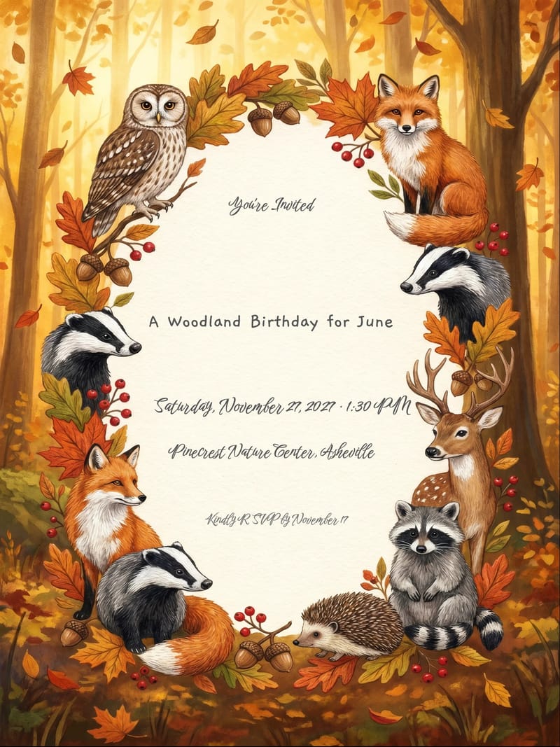 Woodland Friends Birthday Invitation invitation
