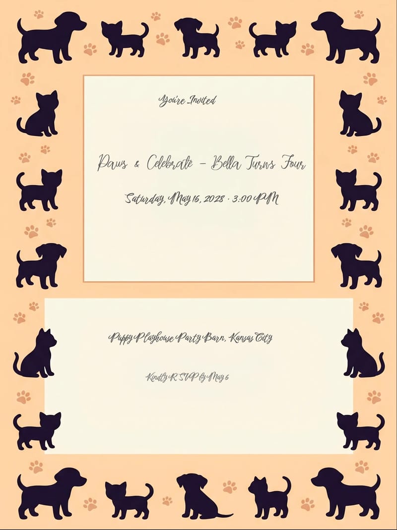 Paw Prints Animal Birthday Invitation invitation