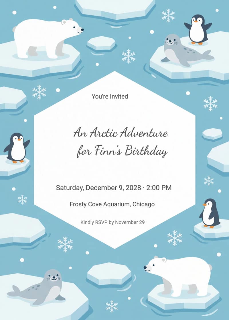 Arctic Animal Birthday Invitation for Popular Invitation | InviteFlare
