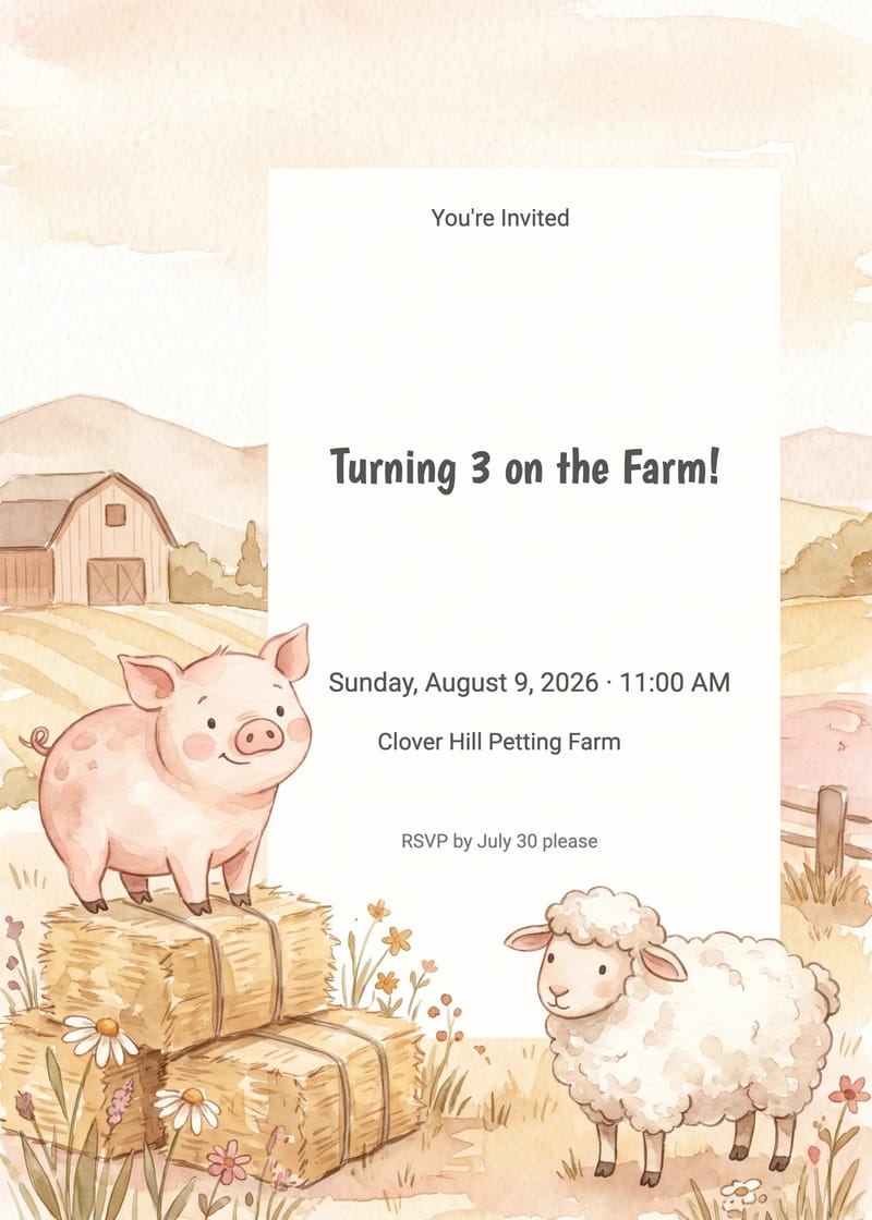 Farm Friends Animal Birthday Invitation invitation