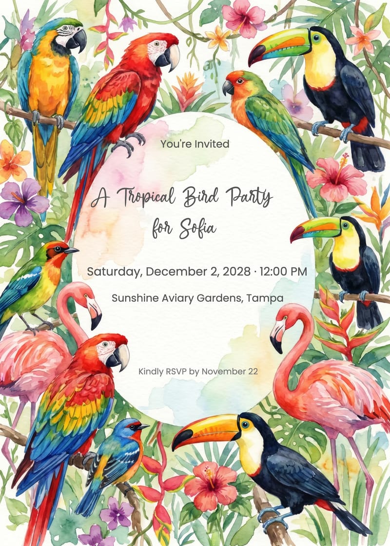 Bird Aviary Animal Birthday Invitation invitation