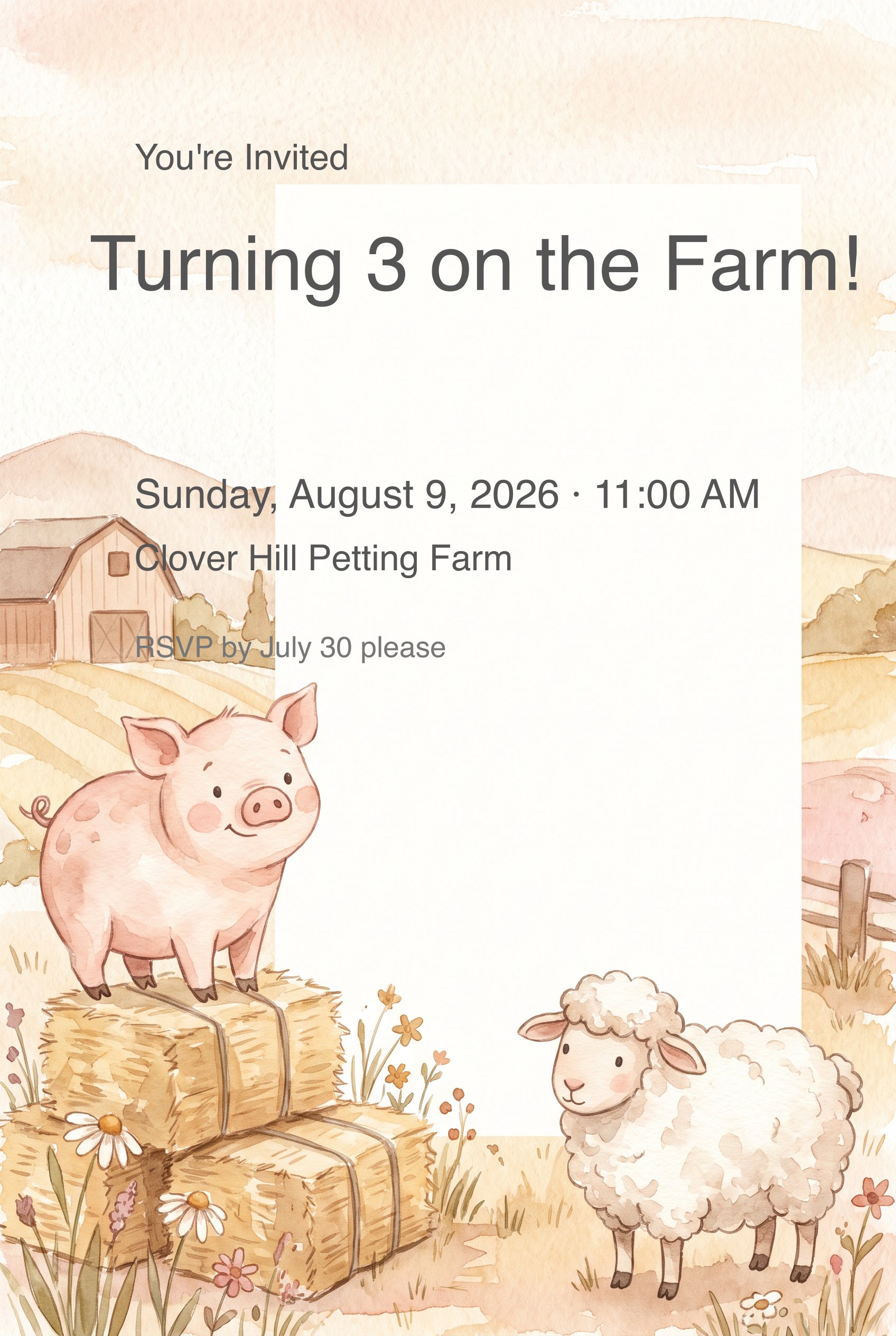 Farm Friends Animal Birthday Invitation invitation