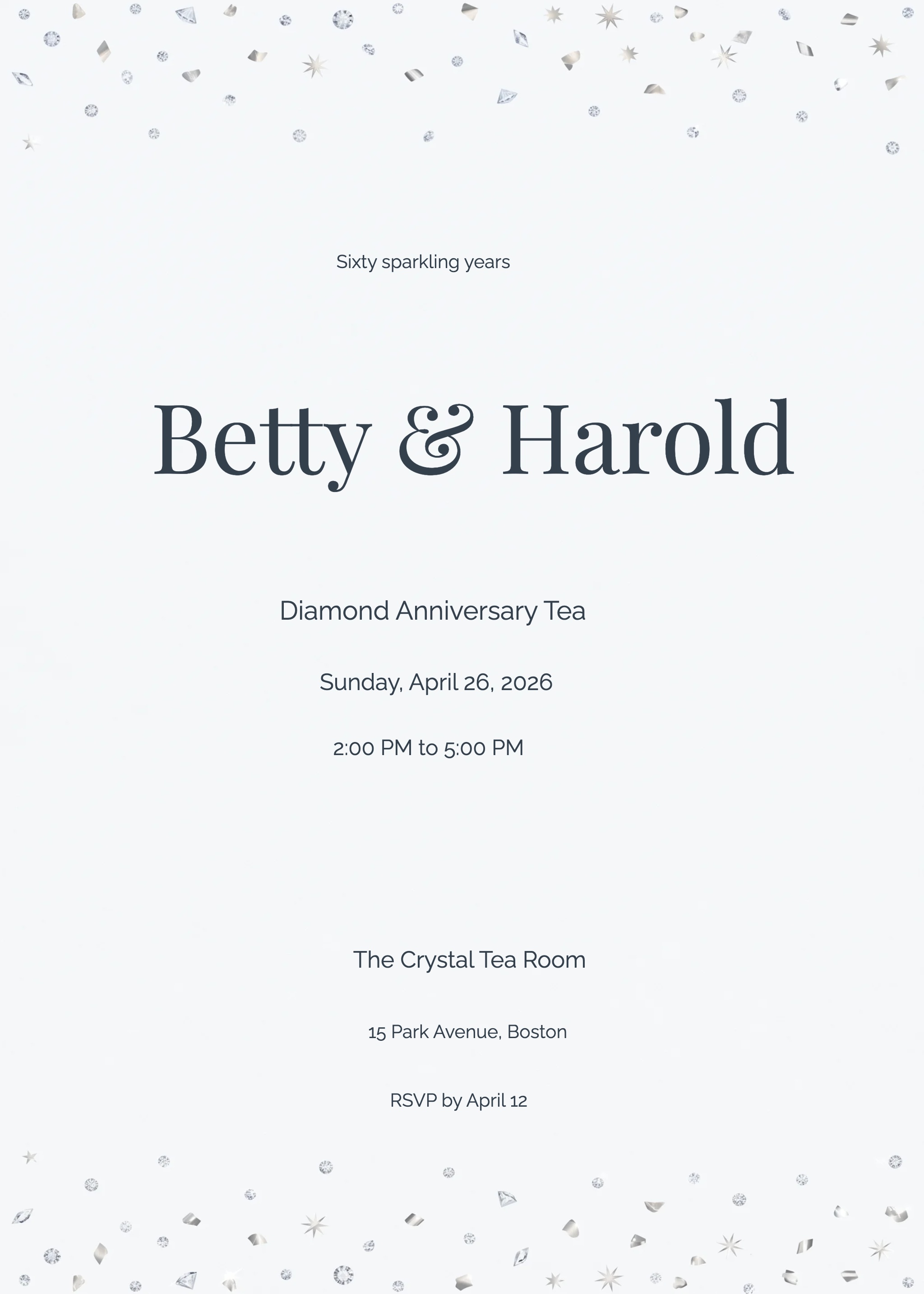 Platinum Diamond Anniversary Sparkle Invitation 
