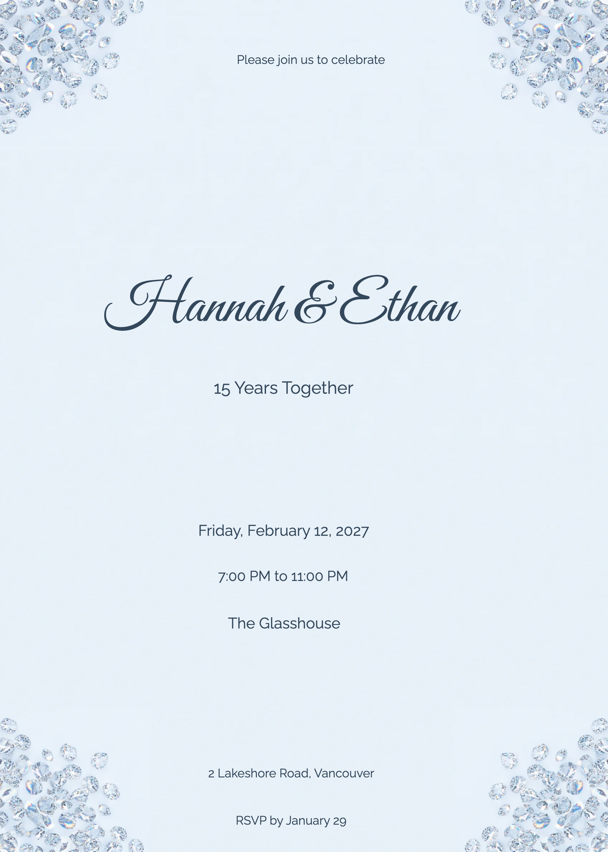 Icy Crystal Anniversary Glints Invitation 