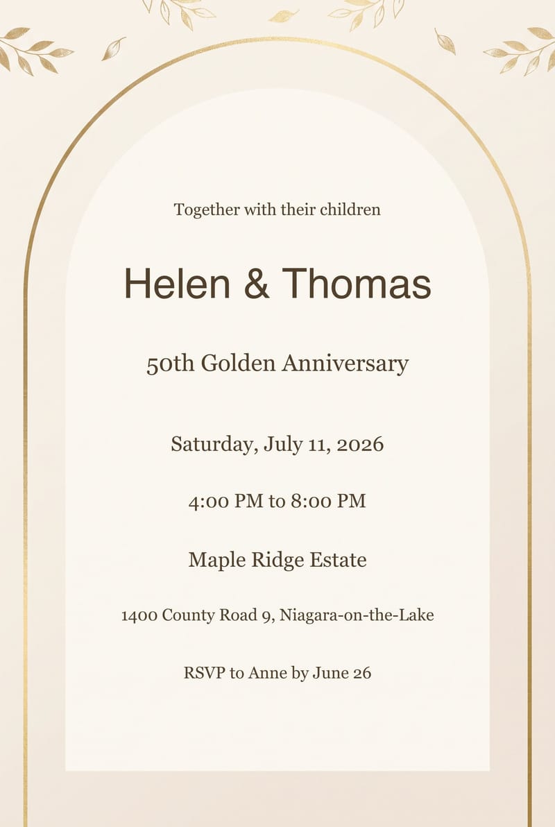 Ivory Arch Anniversary Celebration Invitation invitation