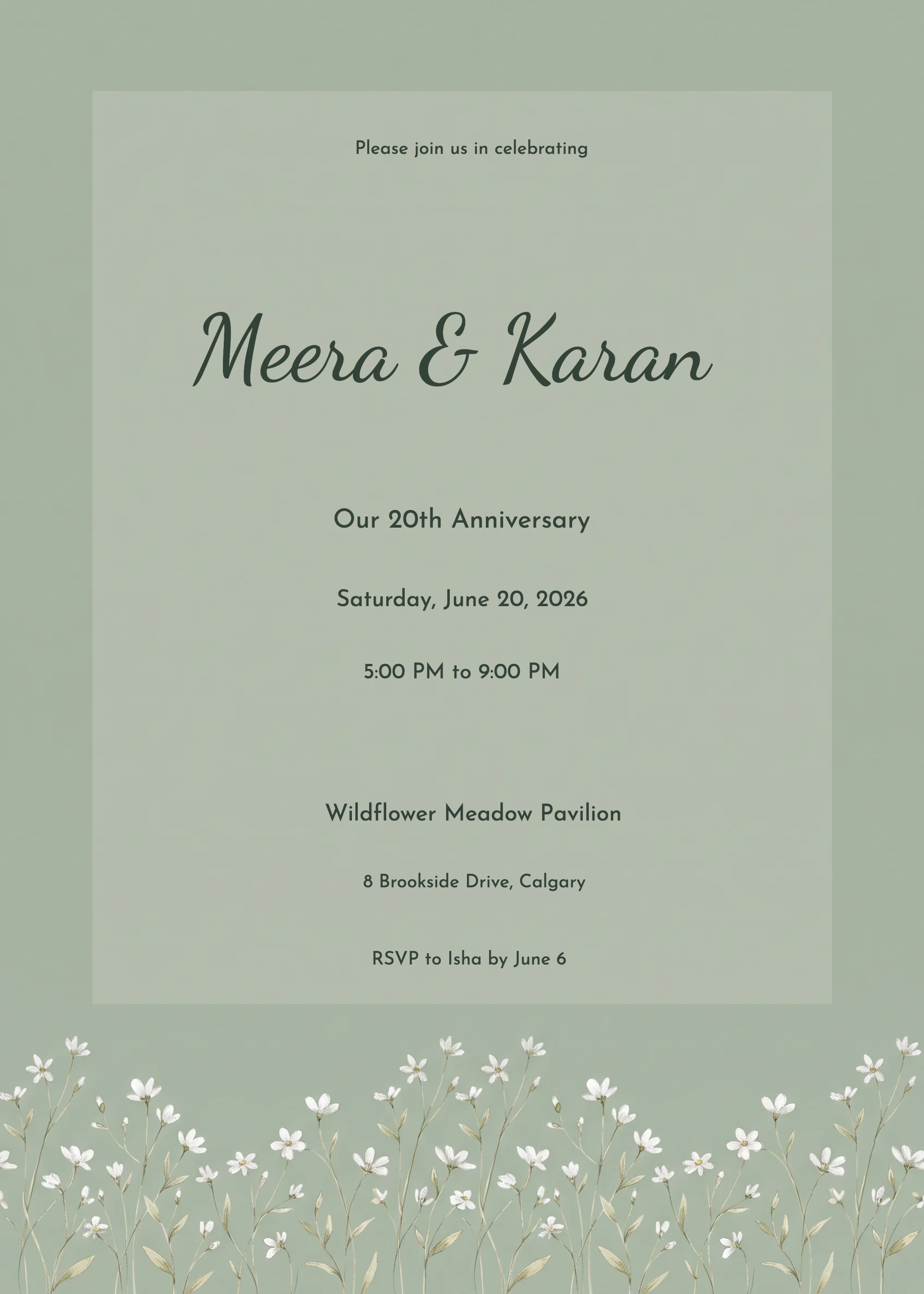 White Meadow Anniversary Gathering Invitation 