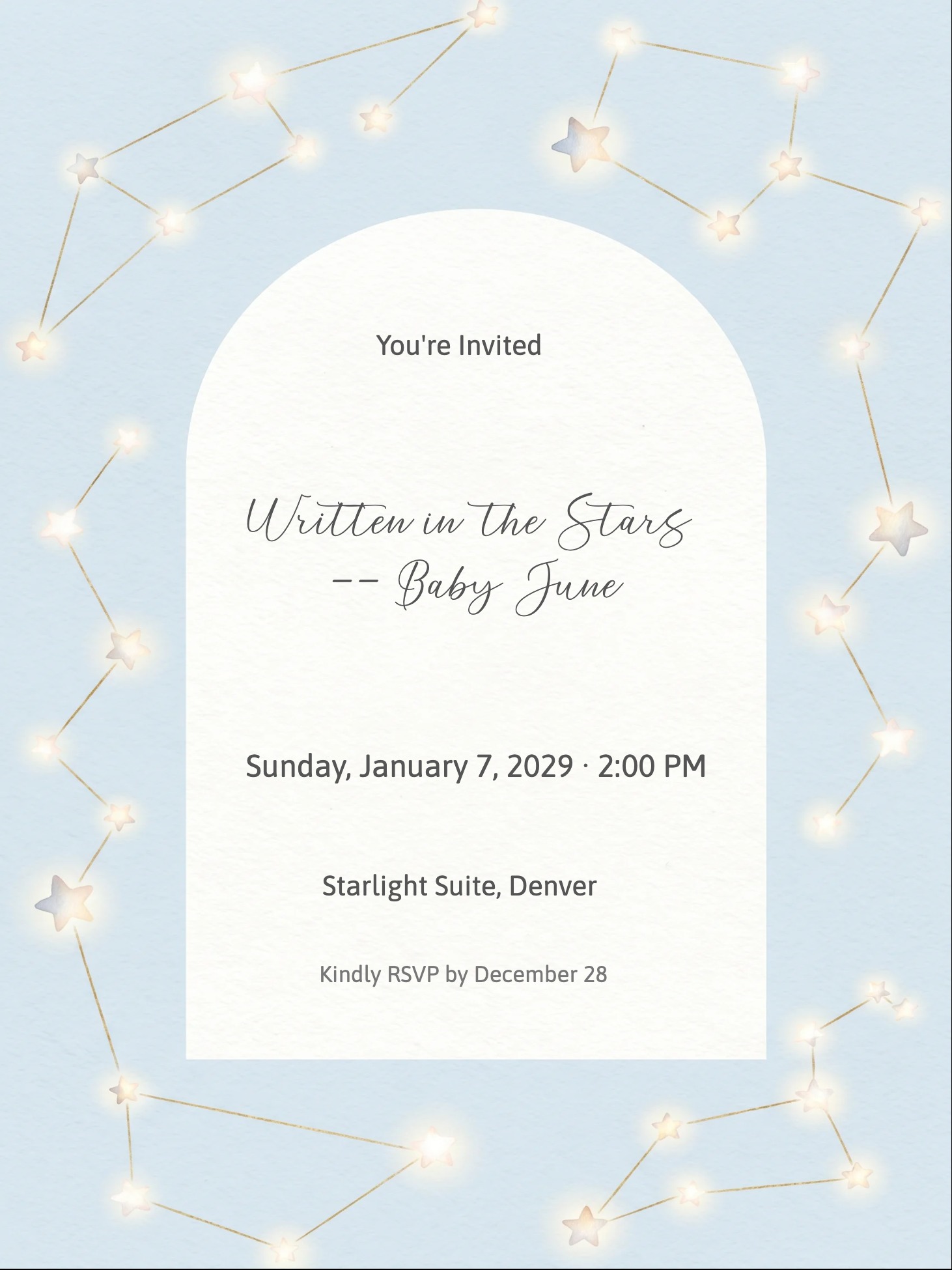 Star Constellation Baby Birthday Invitation invitation
