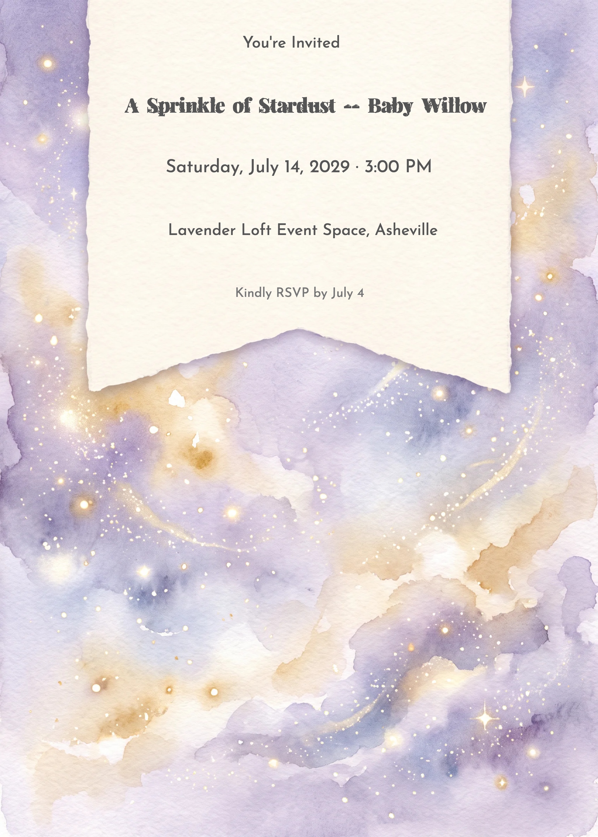 Stardust Nursery Baby Birthday Invitation invitation