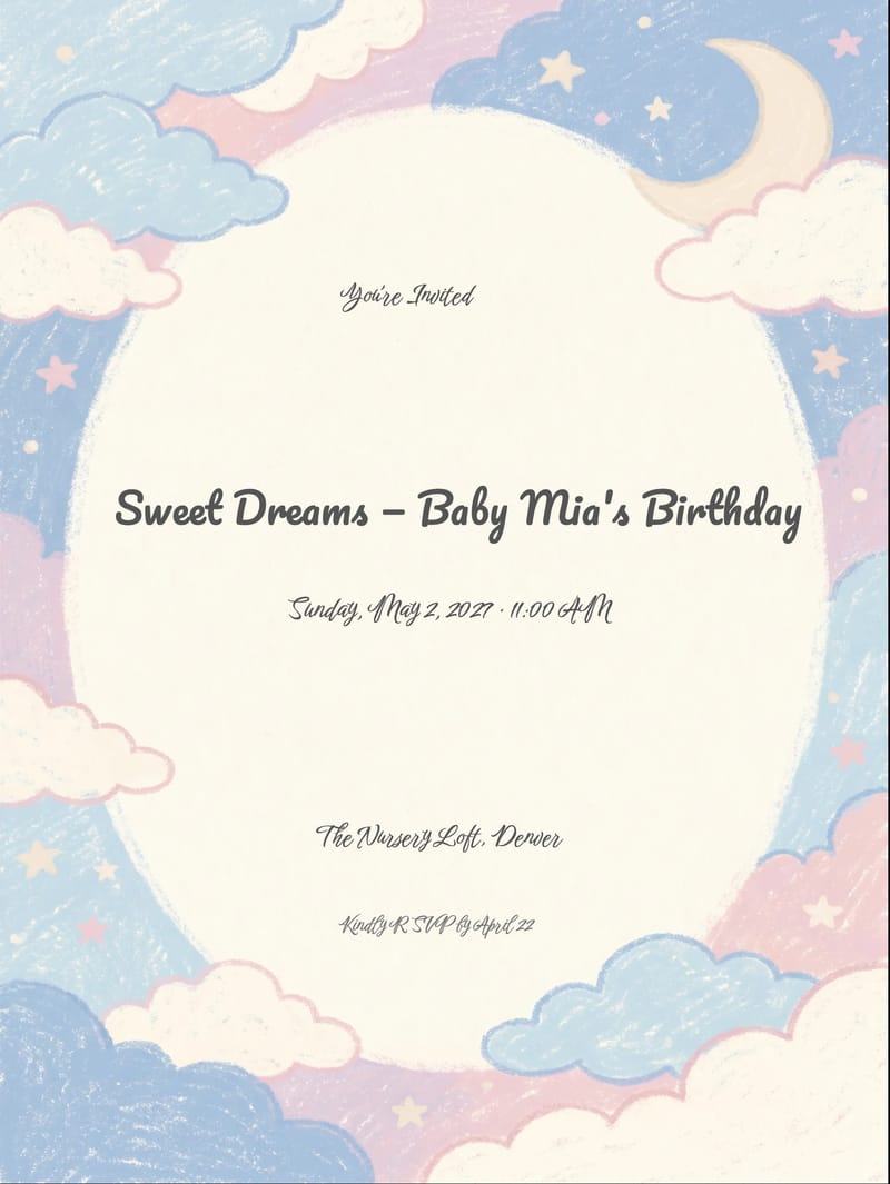 Cloud Soft Baby Birthday Invitation invitation