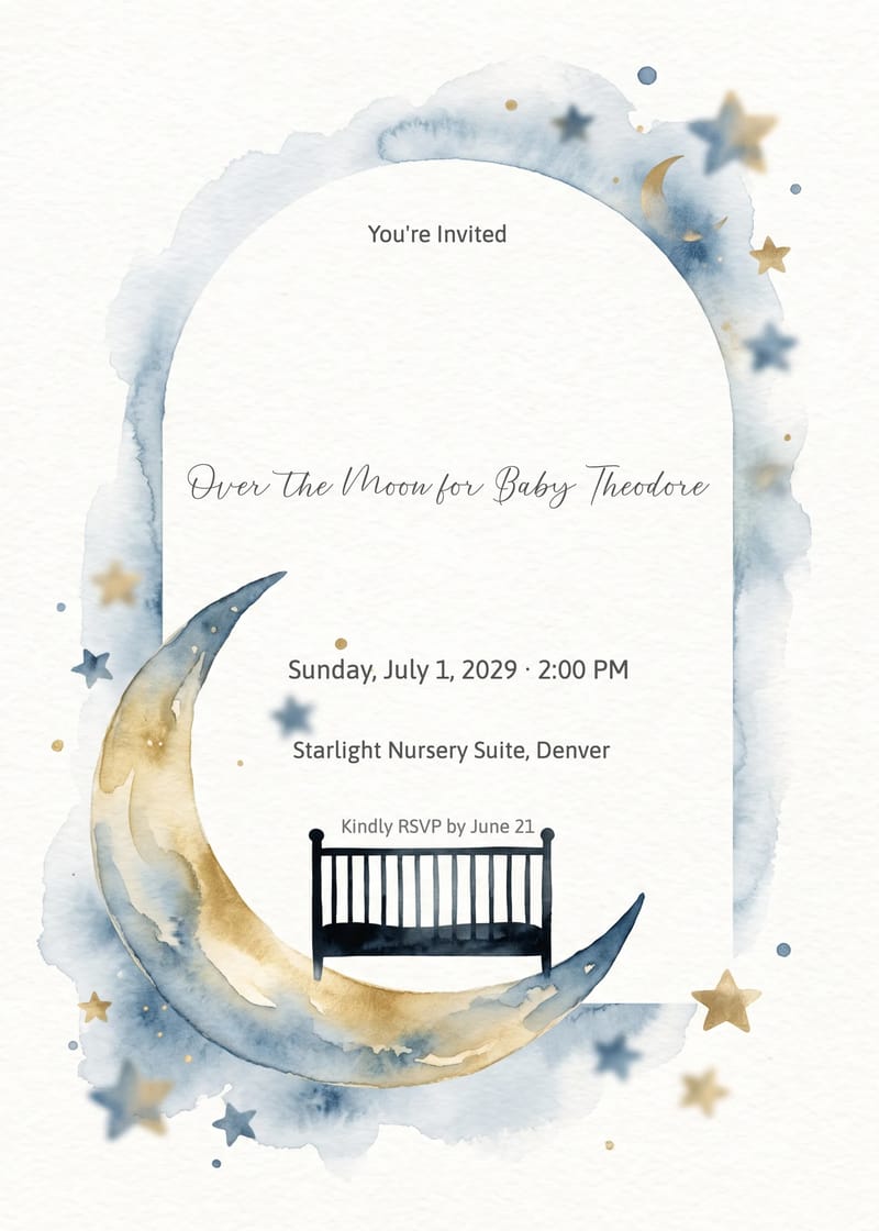 Moon Crib Baby Birthday Invitation invitation