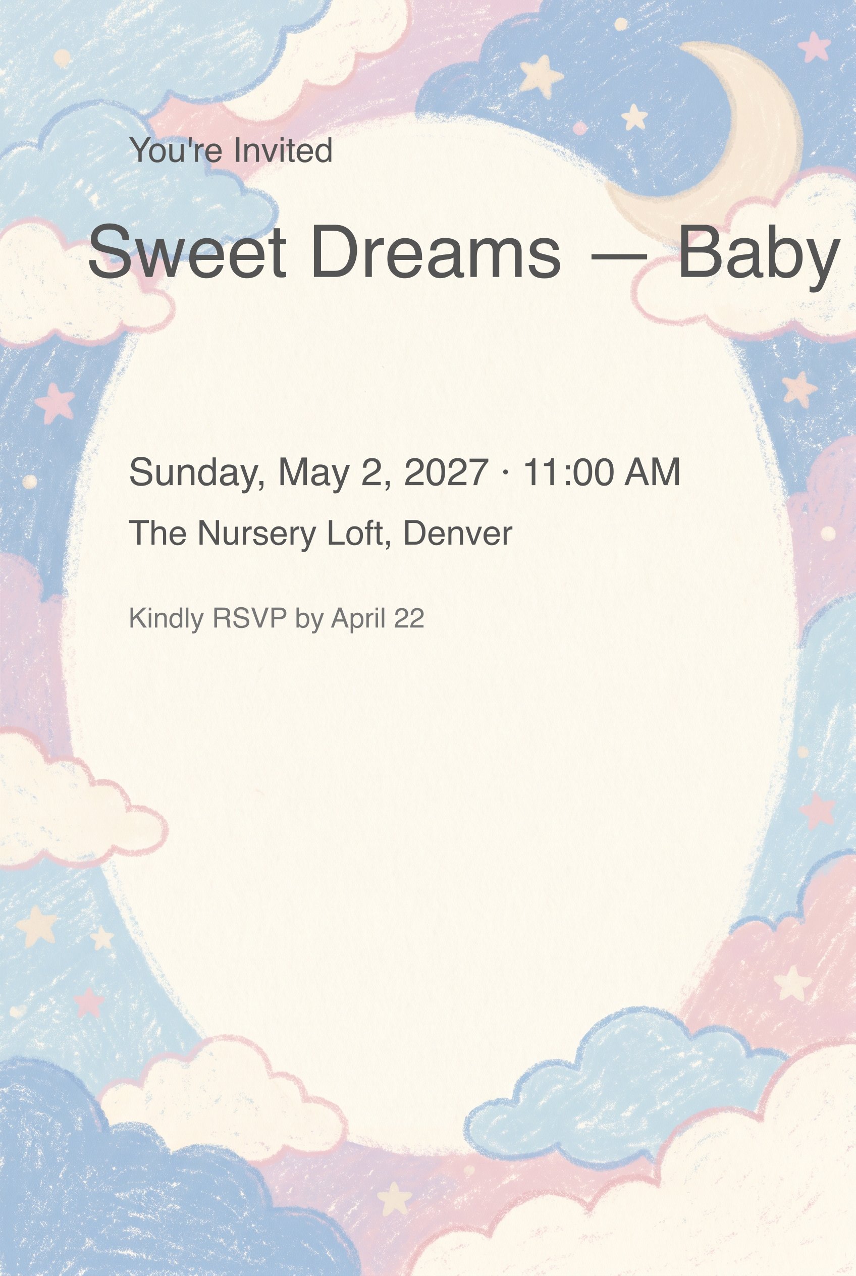 Cloud Soft Baby Birthday Invitation