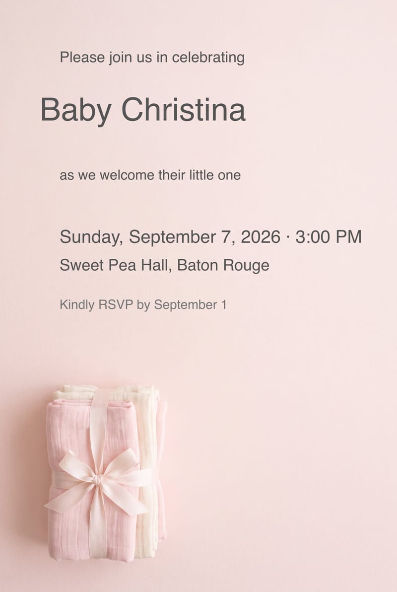 Muslin Swaddle Stack Baby Girl Shower Invitation invitation