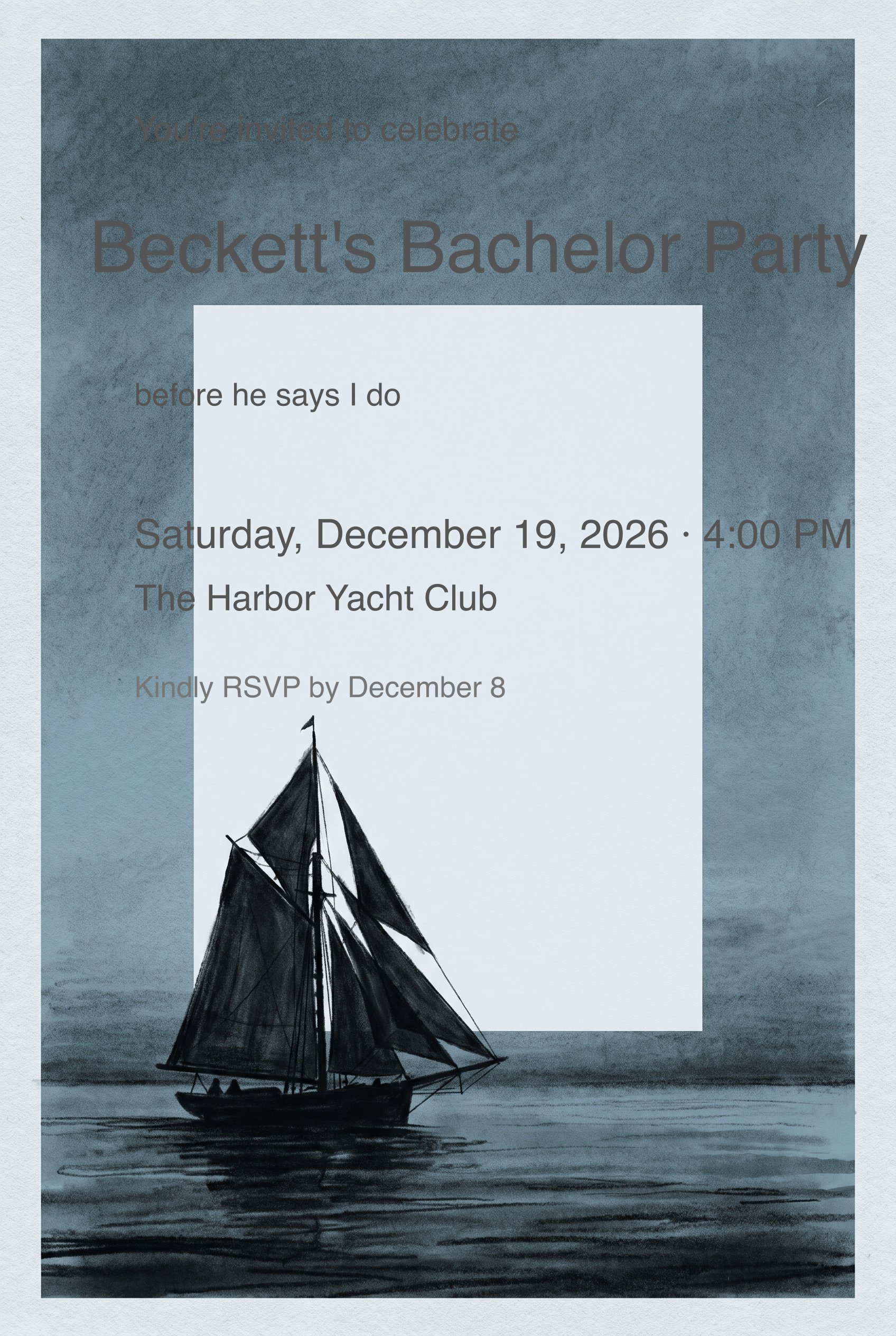Vintage Sailboat Bachelor Party Invitation