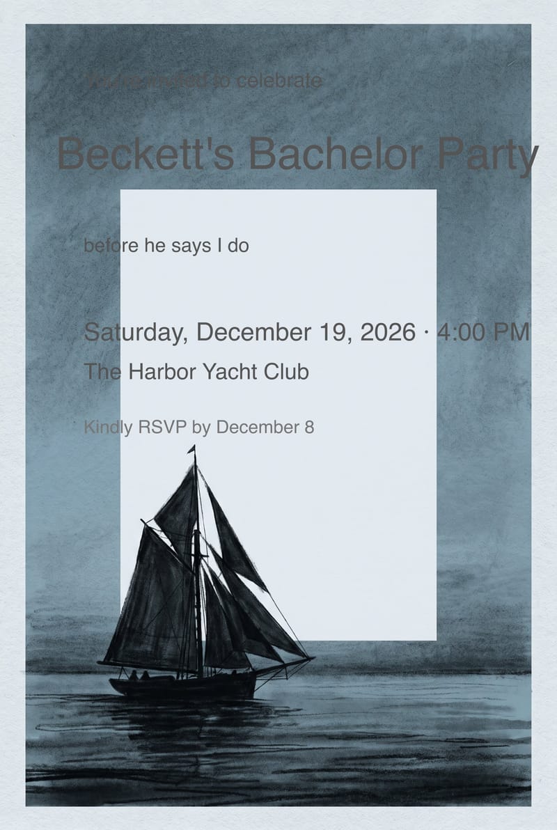 Vintage Sailboat Bachelor Party Invitation invitation