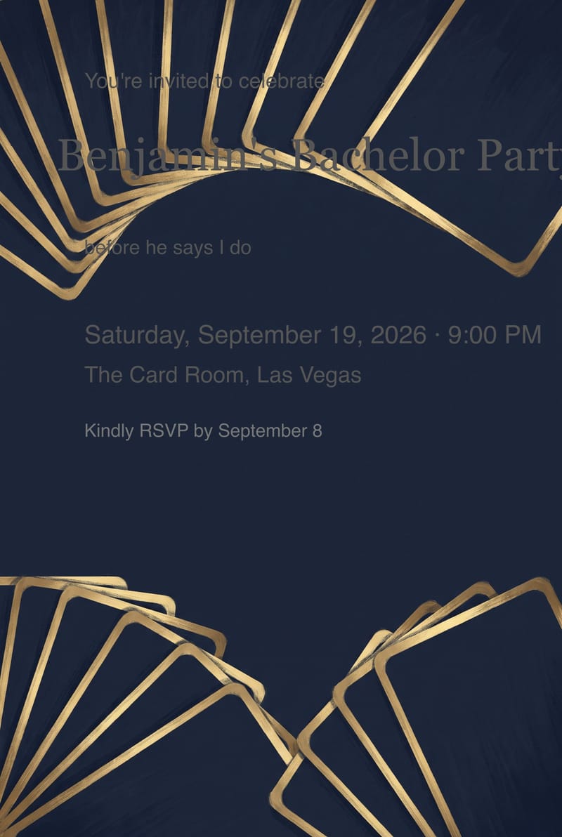 Card Fan Bachelor Party Invitation invitation