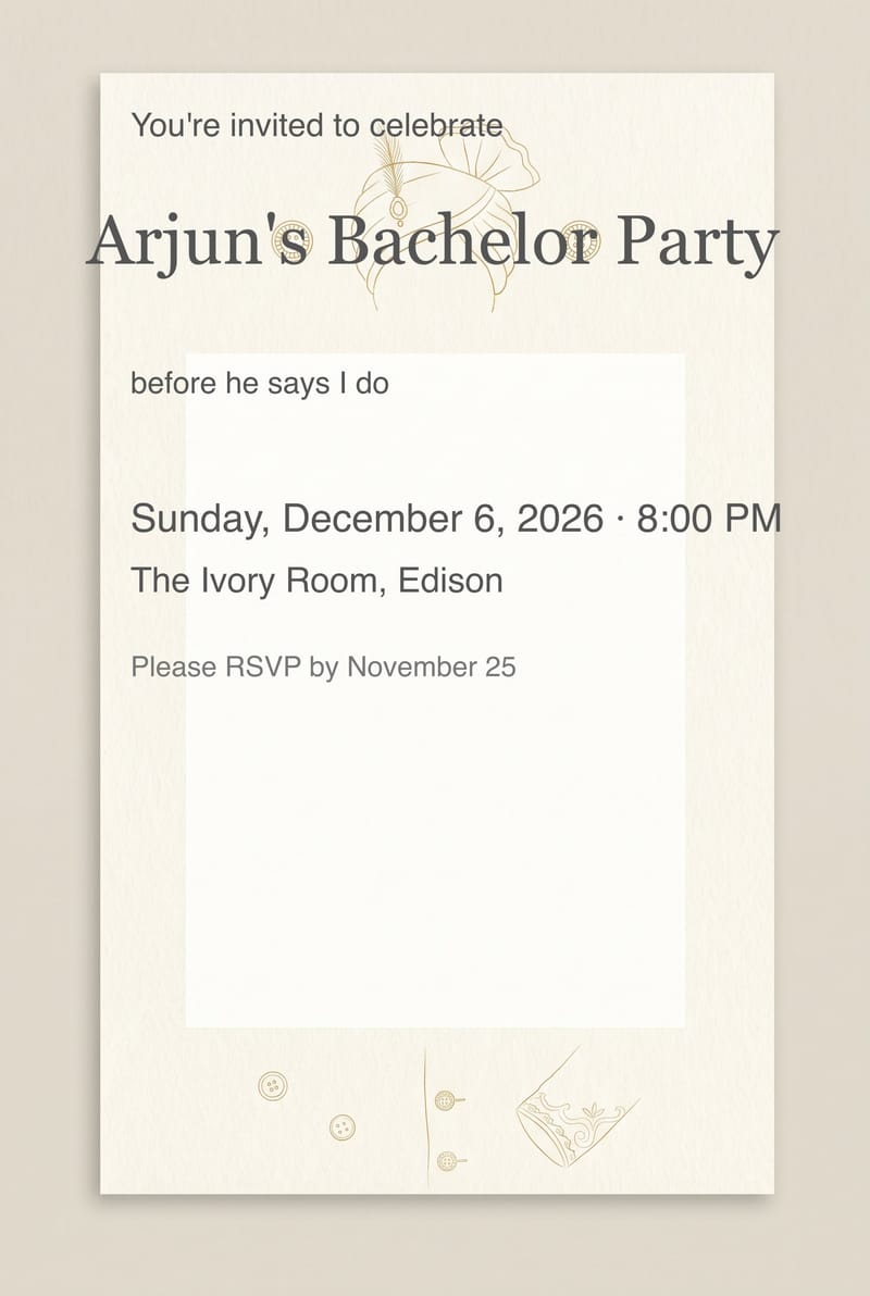 Gold Turban Line Art Bachelor Party Invitation invitation