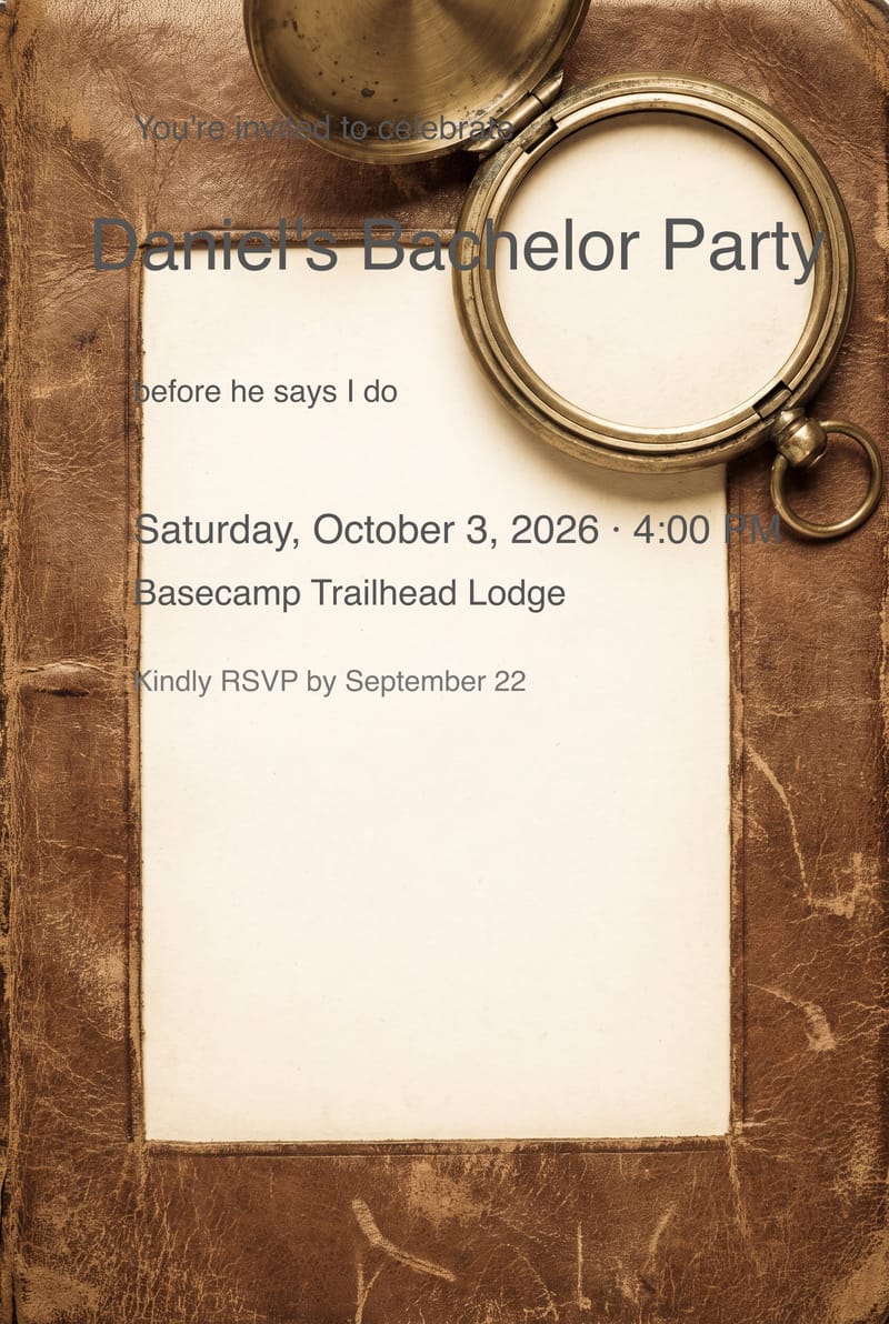 Leather Compass Bachelor Party Invitation invitation