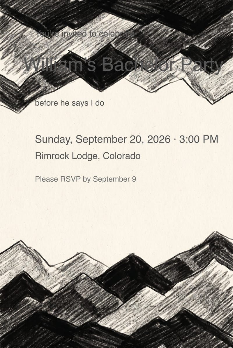 Mountain Range Bachelor Party Invitation invitation