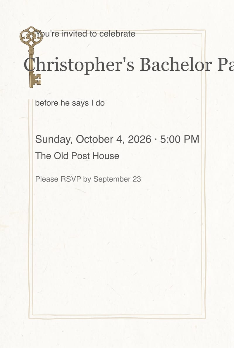 Vintage Brass Key Bachelor Party Invitation invitation