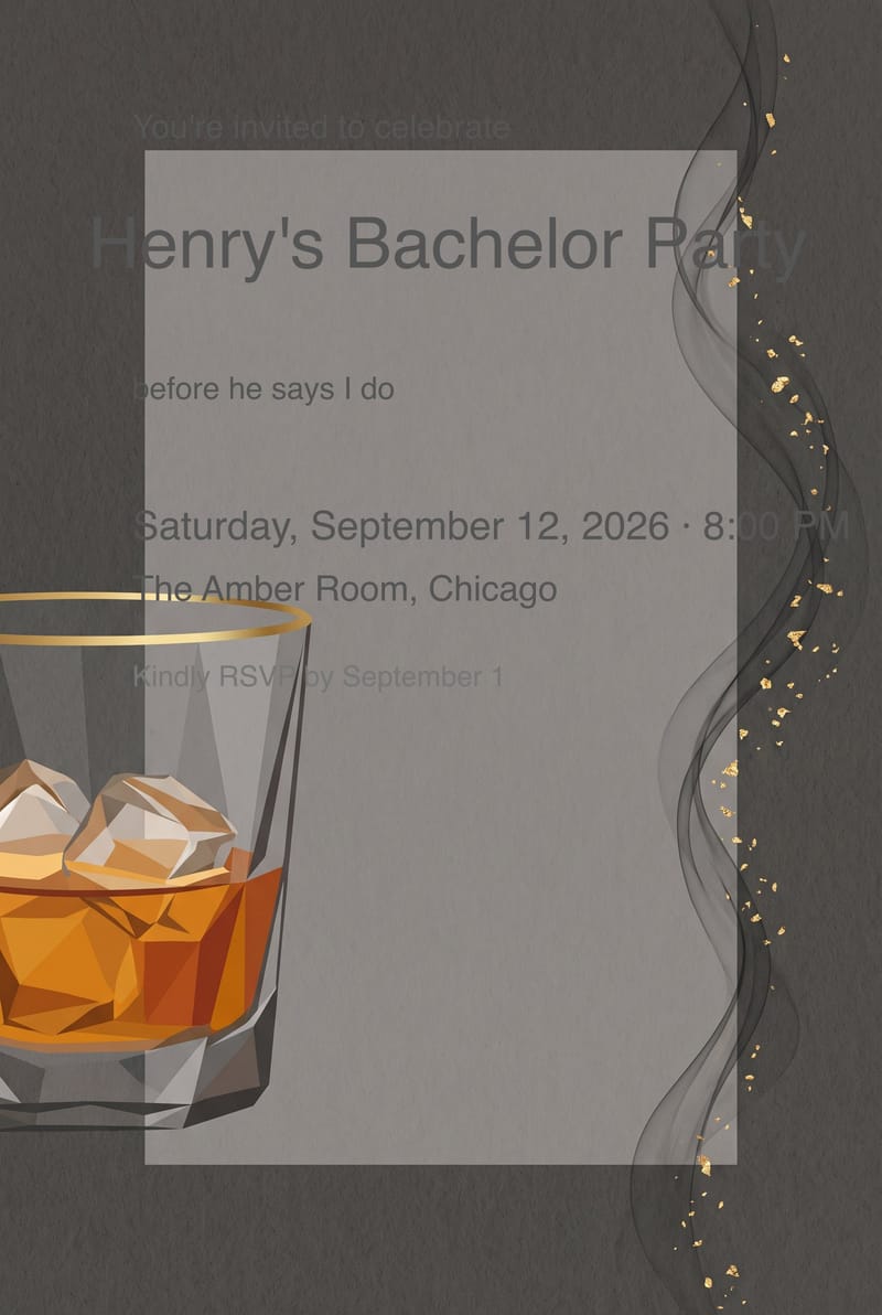Whiskey On The Rocks Bachelor Party Invitation invitation