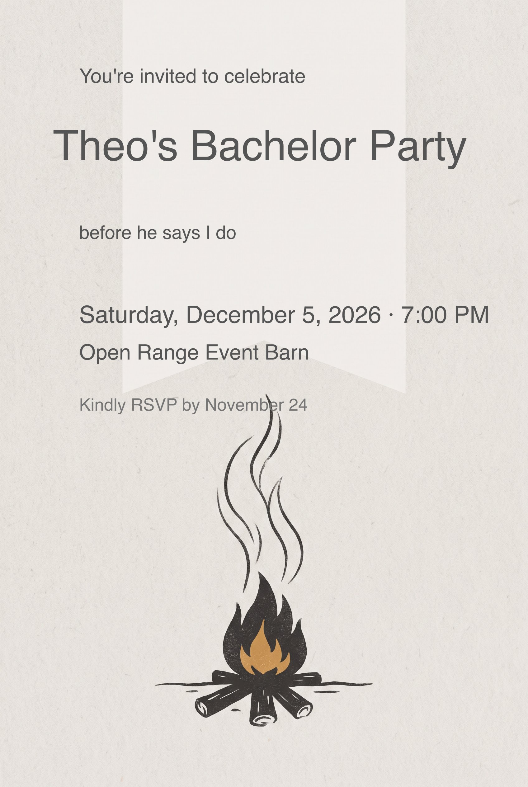 Campfire Smoke Bachelor Party Invitation