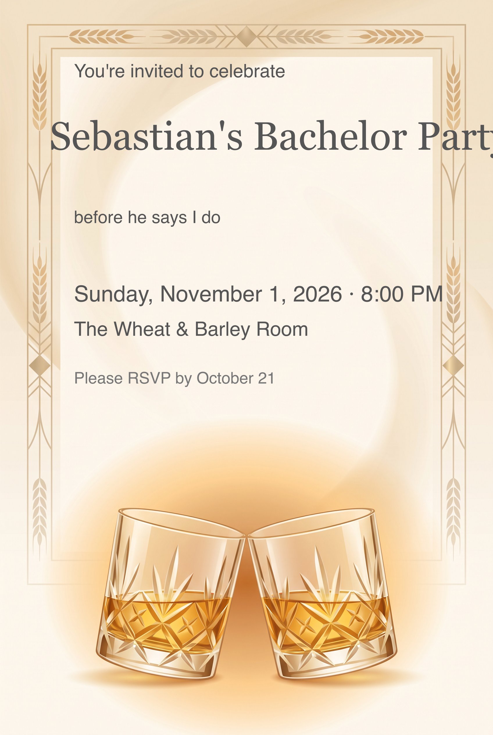 Whiskey Toast Bachelor Party Invitation