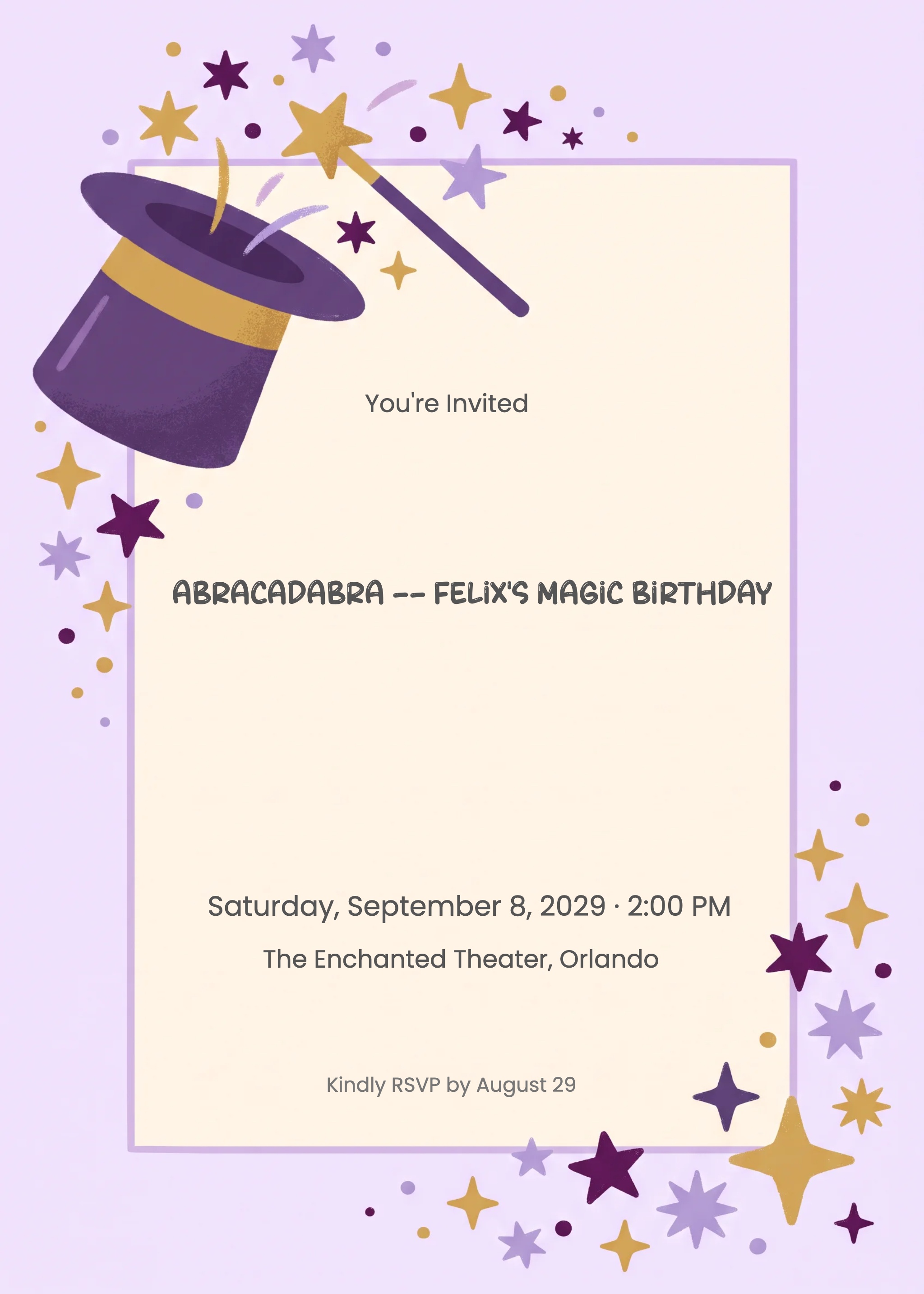 Magic Show Boy Birthday Invitation invitation