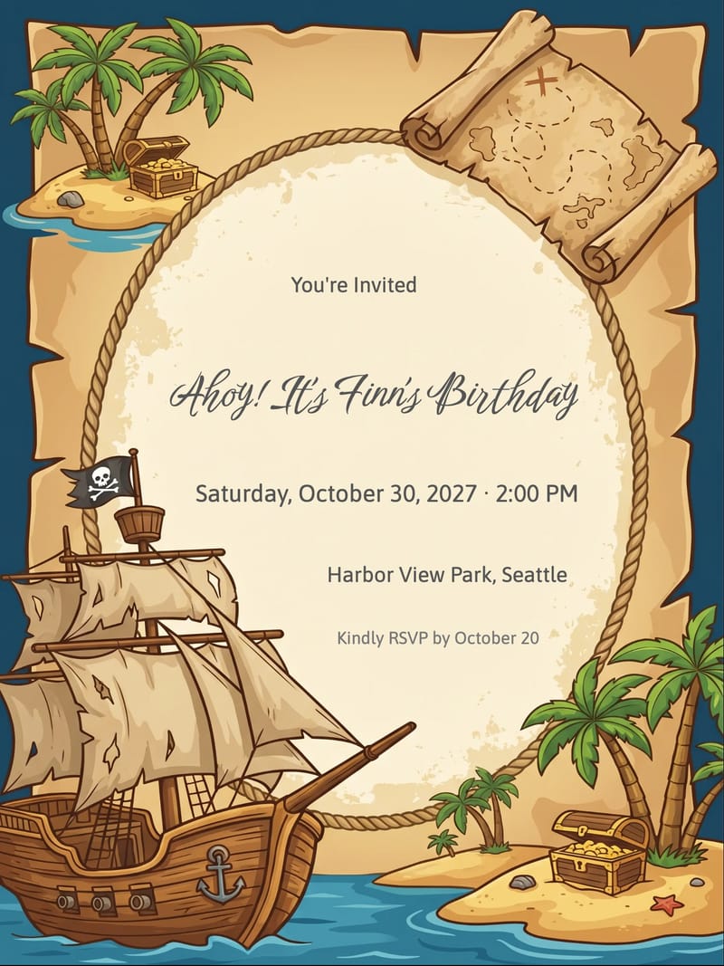 Pirate Adventure Birthday Invitation invitation