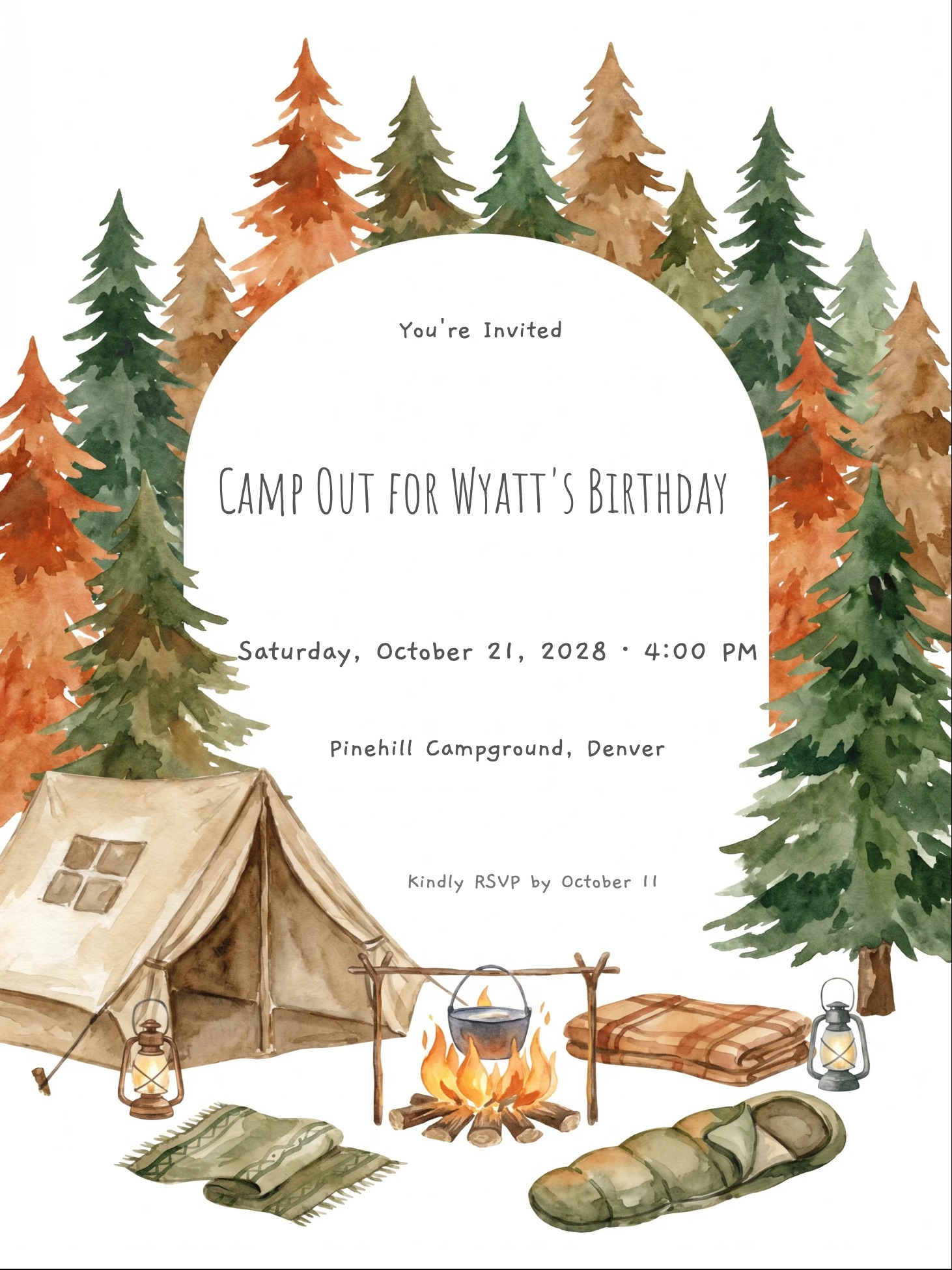 Camping Adventure Boy Birthday Invitation invitation