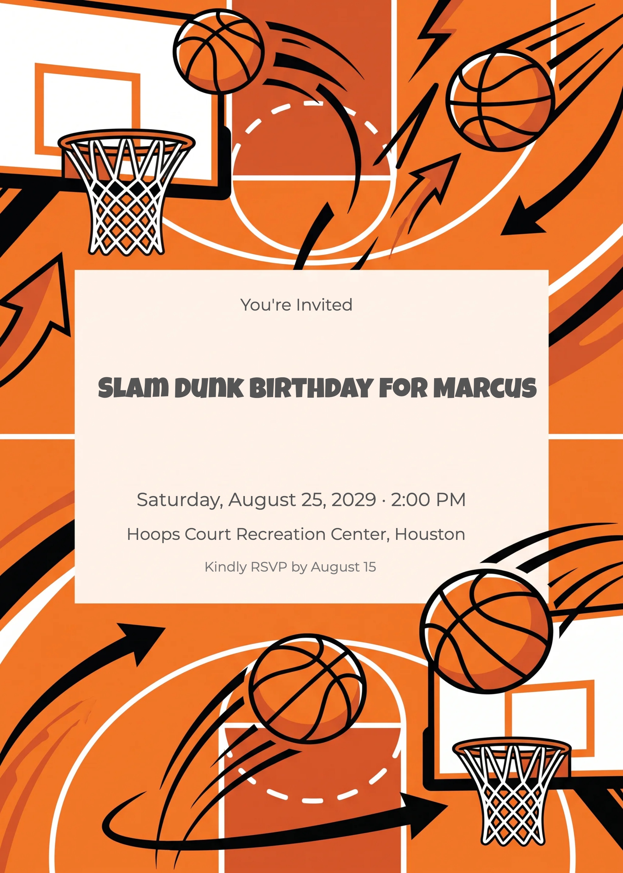 Basketball Court Boy Birthday Invitation invitation