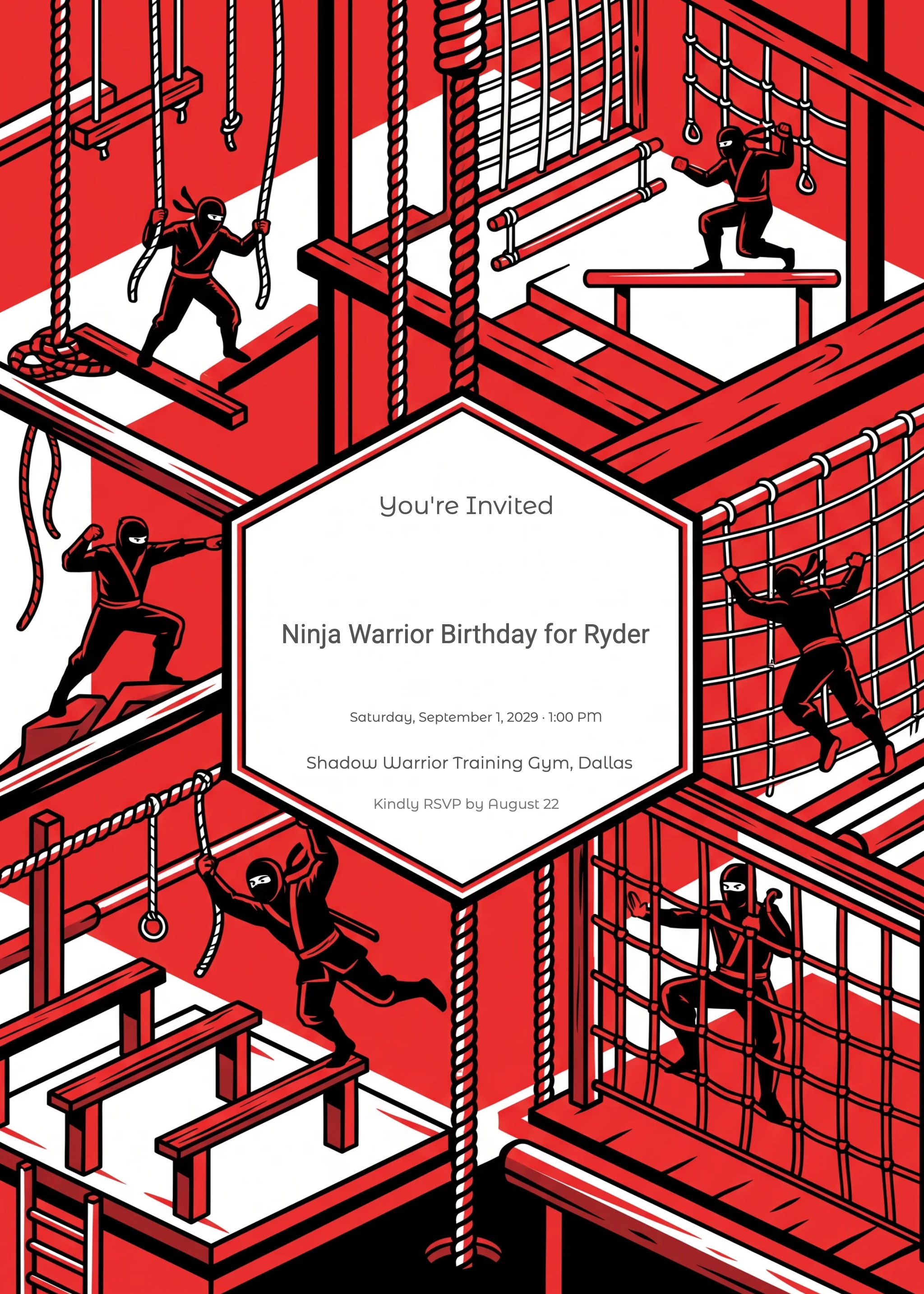 Ninja Warrior Boy Birthday Invitation invitation