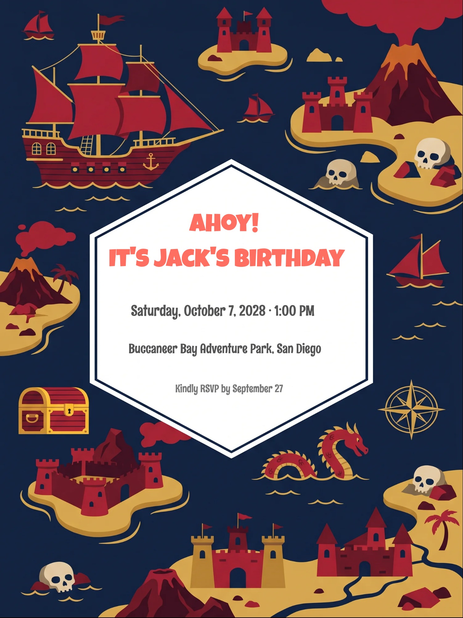 Pirate Ship Boy Birthday Invitation invitation