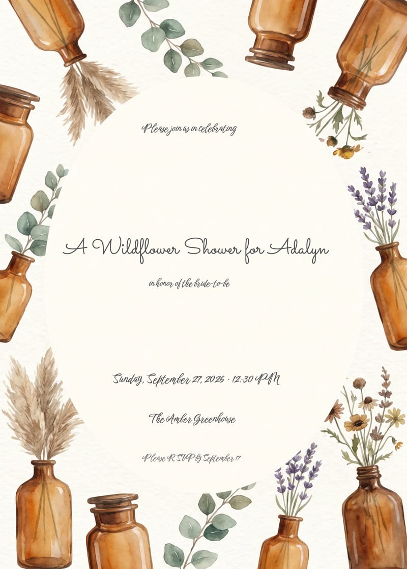 Amber & Wildflowers Bridal Shower Invitation invitation