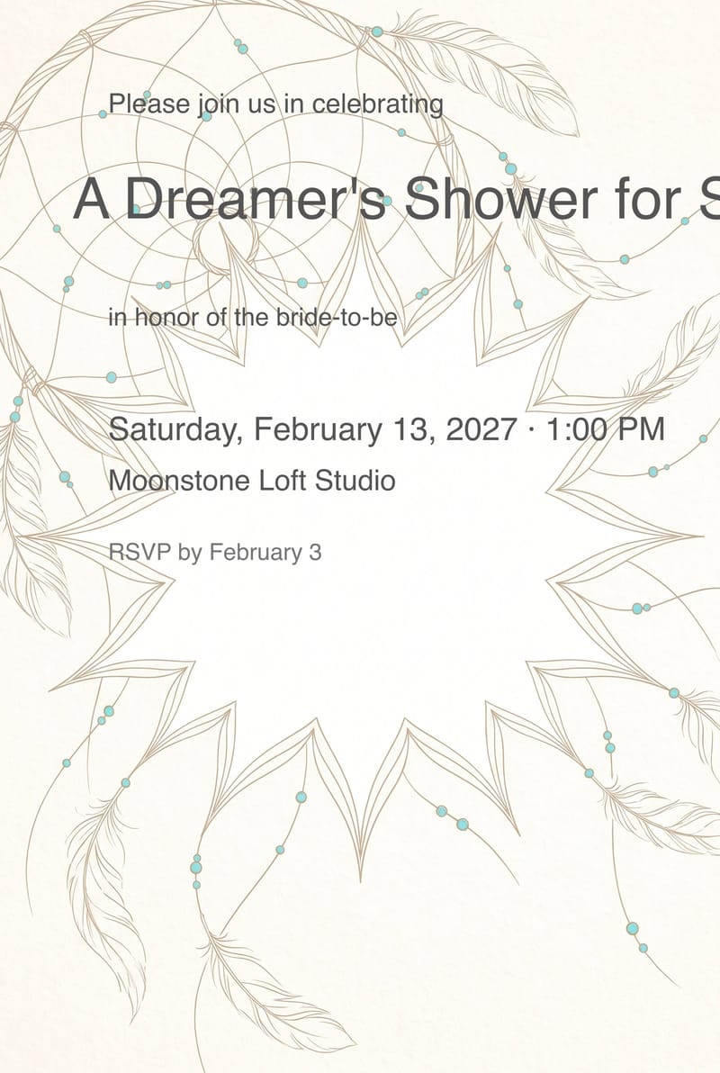 Turquoise Dreamcatcher Boho Bridal Shower Invitation invitation