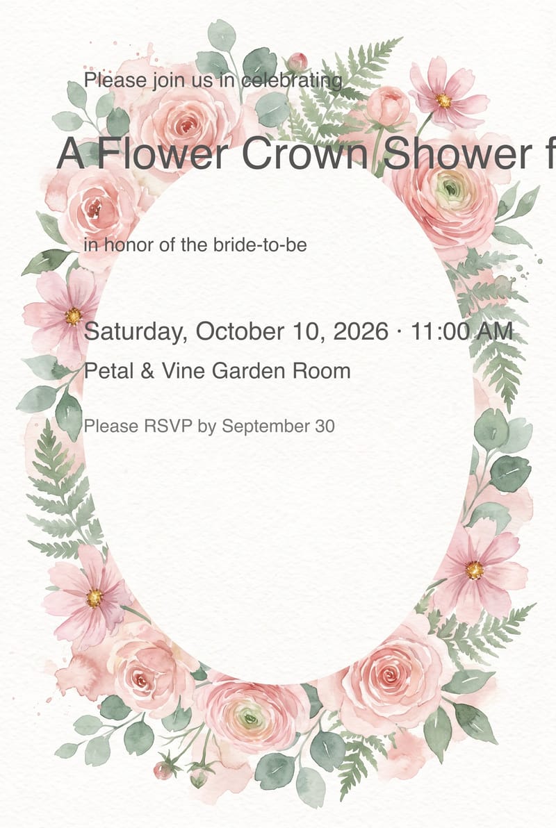 Wildflower Crown Bridal Shower Invitation invitation