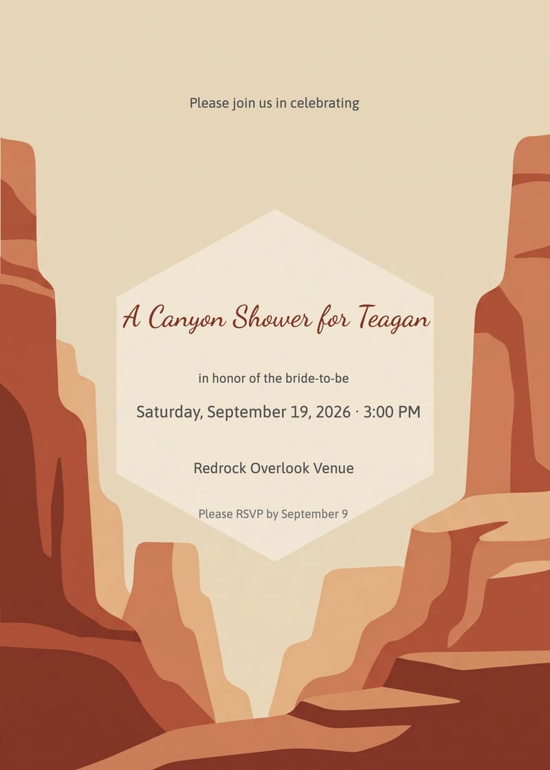 Desert Canyon Modern Bridal Shower Invitation invitation