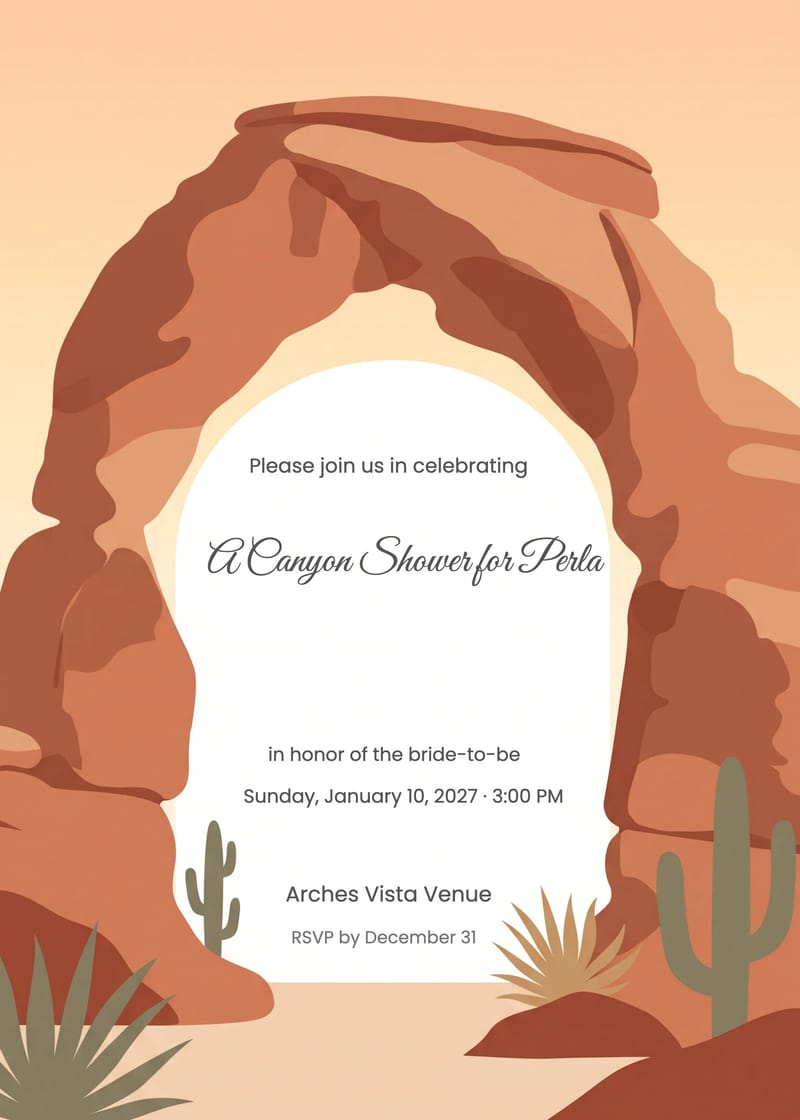 Desert Rock Arch Bridal Shower Invitation invitation