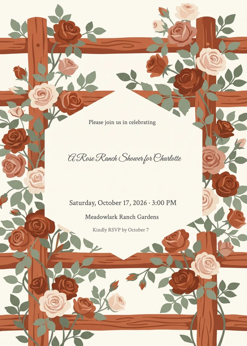 Ranch Fence Roses Bridal Shower Invitation invitation