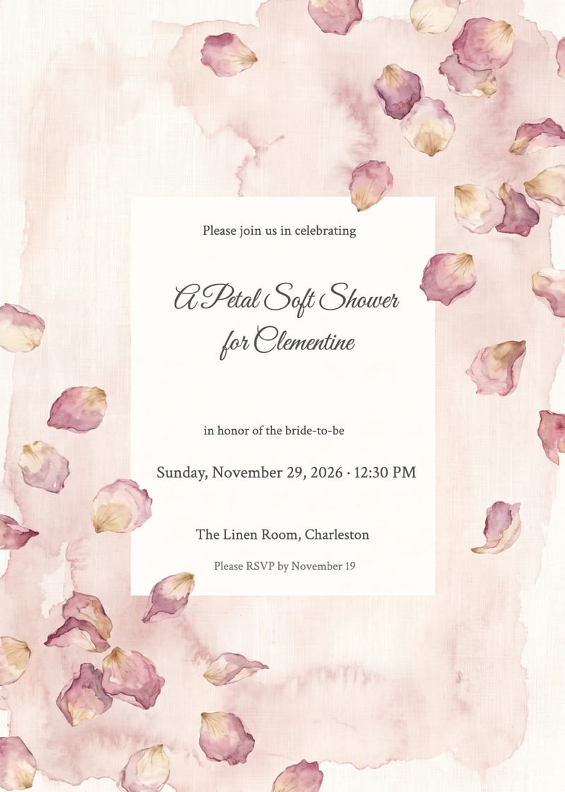 Linen & Rose Petals Bridal Shower Invitation invitation